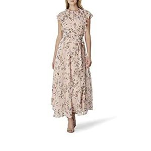 Tahari ASL Women's Flutter Sleeve Tie Waist